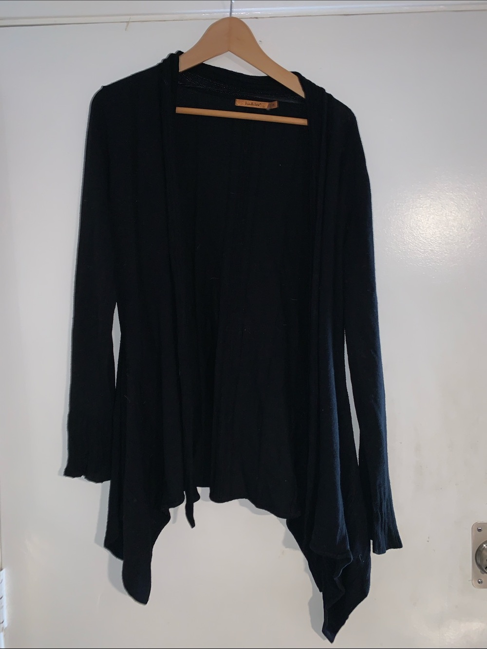 Belldini Black Draped Open-Front Cardigan